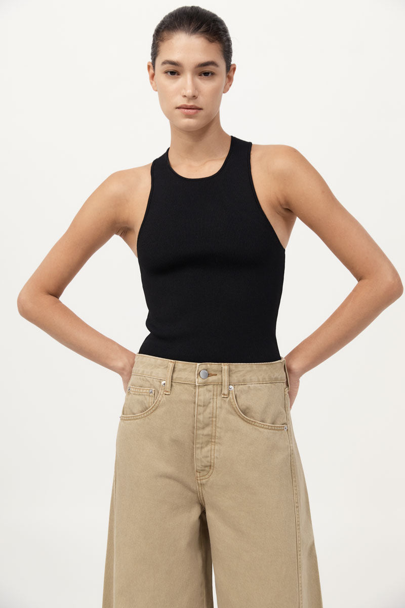 St Agni Sculpted Knit Black Top