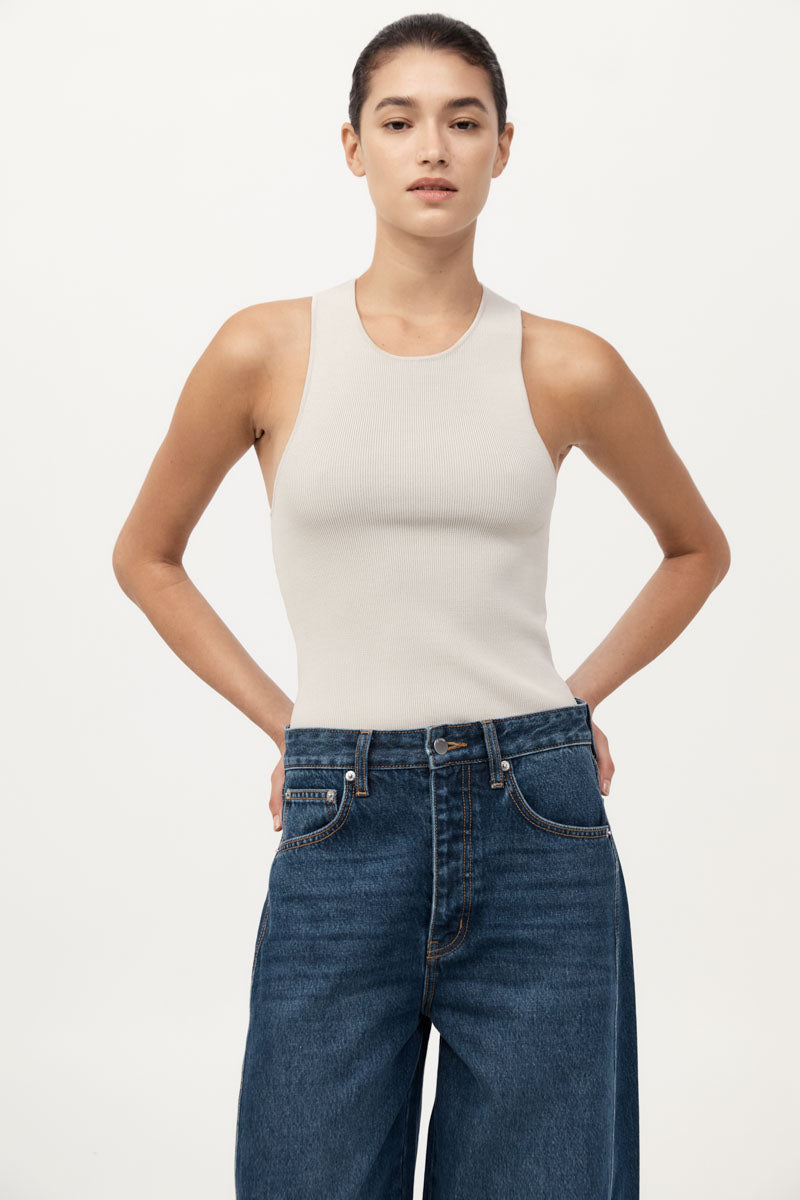St Agni Sculpted Knit Silver Top