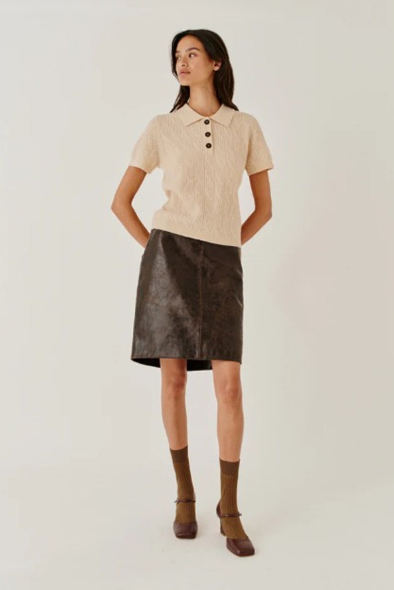 image of a model wearing the Garment como cable mini polo