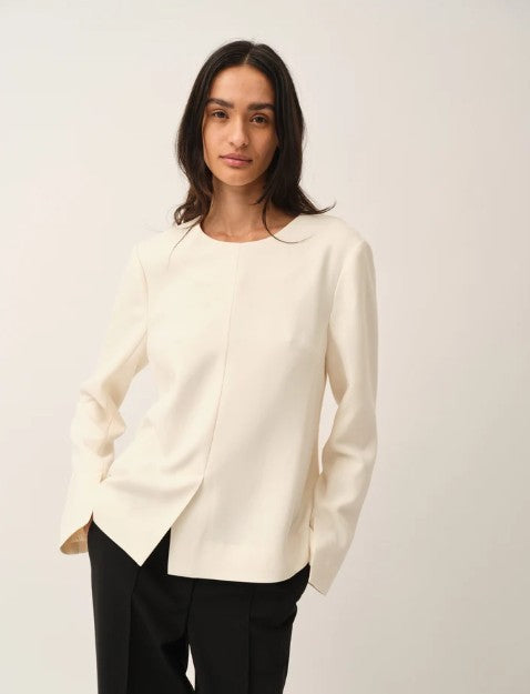 The Garment Crepe Slit Blouse in Ecru
