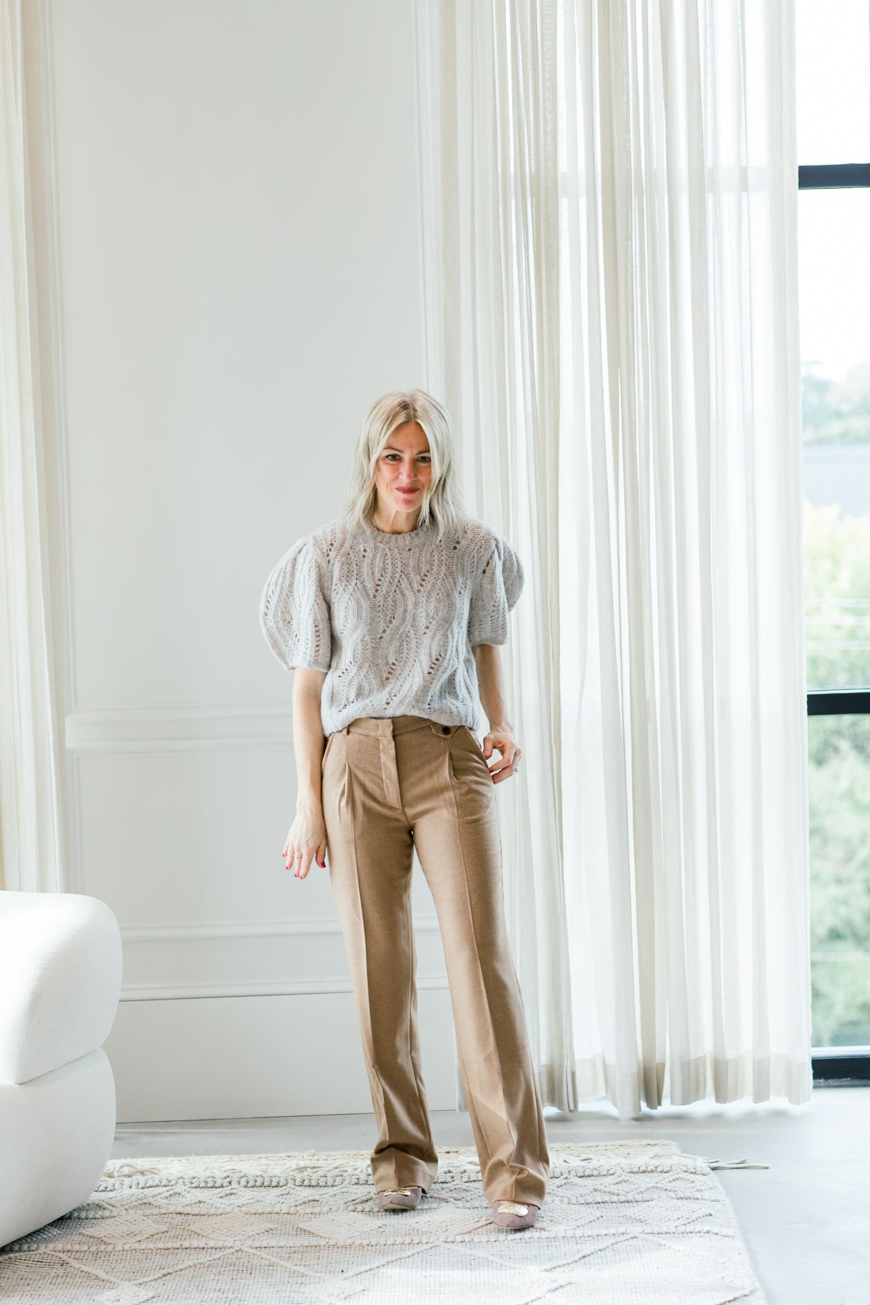 image of a woman wearing the garment mitch pants