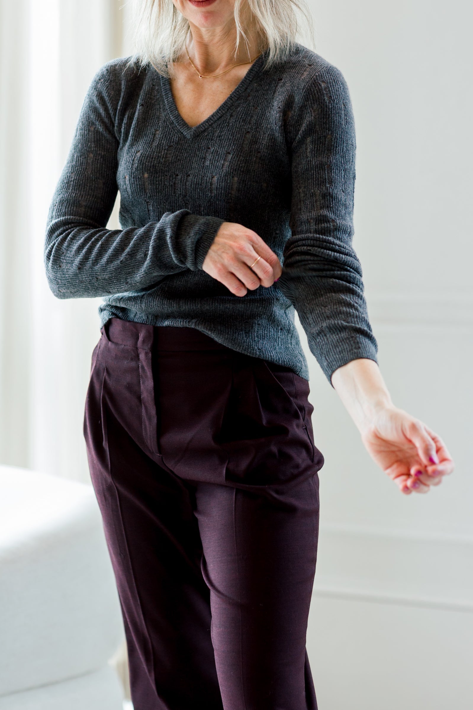 image of a woman wearing the garment necchi pants