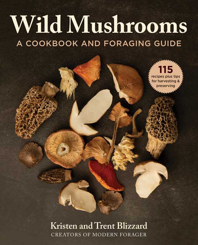 Cover of 'Wild Mushrooms' cookbook and foraging guide by Kristen and Trent Blizzard, featuring a variety of dried wild mushrooms.